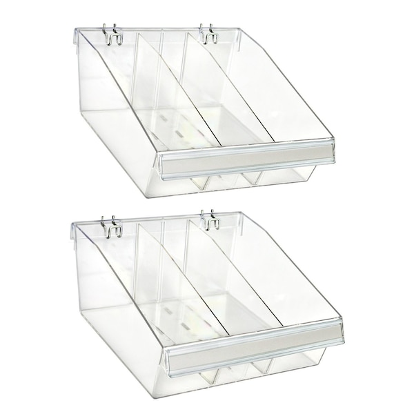 Small Deep Bin Tray Kit W/ Adjustable Dividers, up to 3 Compartments for Pegboard or Slatwall, 2PK